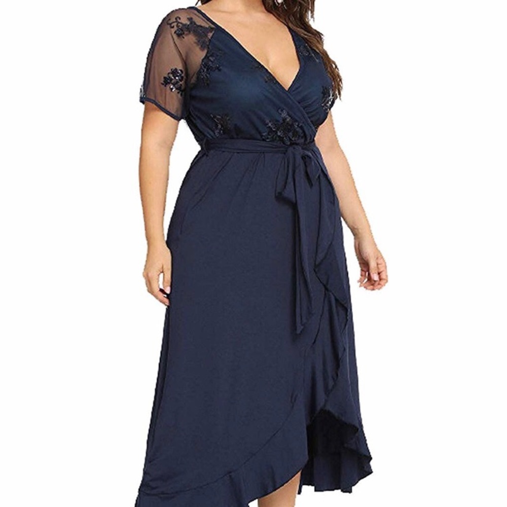 Vintage Flare Sequin Top Cross V-Neck Maxi Dress